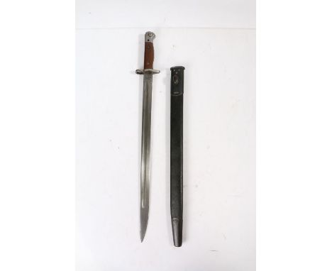 First World War British 1907 bayonet by Wilkinson, marked on one side of the ricasso with crown over 'GR', 1907, Wilkinson, a