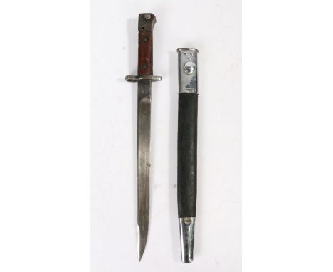 Second World War Indian No.1 Mk II&nbsp; Sword Bayonet, straight unfullered blade marked to ricasso with crown over 'GRI', 'M