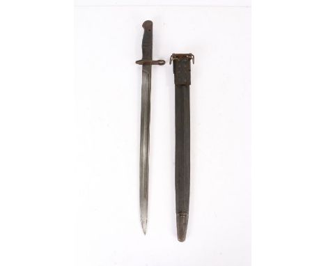 First World War U.S. M1917 Sword Bayonet, U.S.Ordnance marks to ricasso, held in leather scabbard with steel mounts, appears 