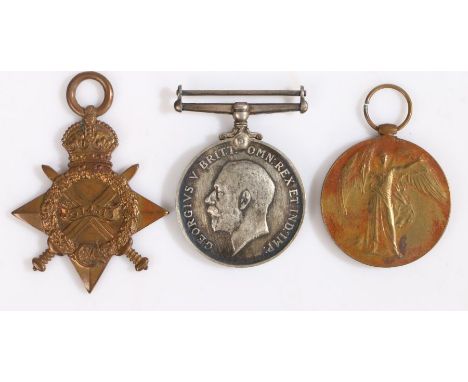 First World War trio of medals, 1914-1915 Star, 1914-1918 British War Medal, and Victory Medal (57 PTE. C.E. KNIGHT. E. SURR.