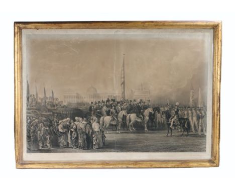 Large print, The Triumphal Reception of the Sikh Guns, engraved by F.C. and C.G Lewis after William Tayler, the scene shows t