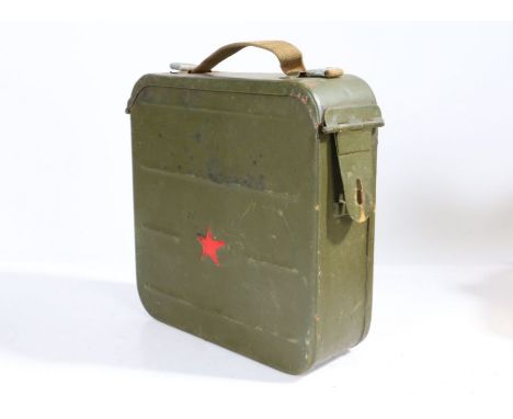 Russian Maxim Machine Gun Ammunition Box containing a quantity of link for the ammunition wrapped in grease proof paper