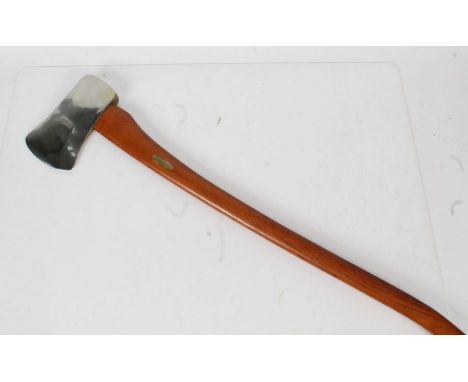 Presentation Axe of the type carried by British army pioneers, engraved plaque on the wooden shaft reads 'Presented to CPO Br