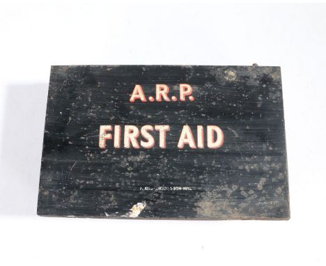 Second World War A R P First Aid Outfit for Air Raid Wardens Post, appears to have some of the original contents including tr