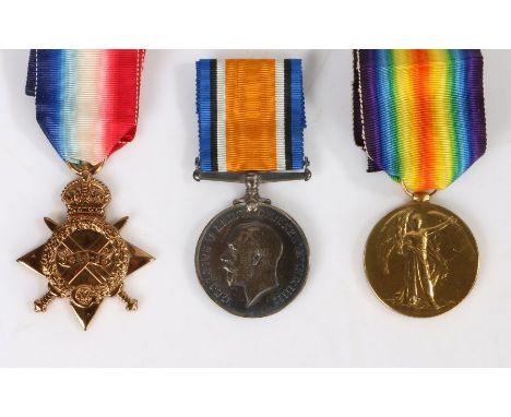 First World War trio of medals, 1914-1915 Star (2028 PTE. W.G. EVANS. R. FUS.) 1914-1918 British War Medal, and Victory Medal