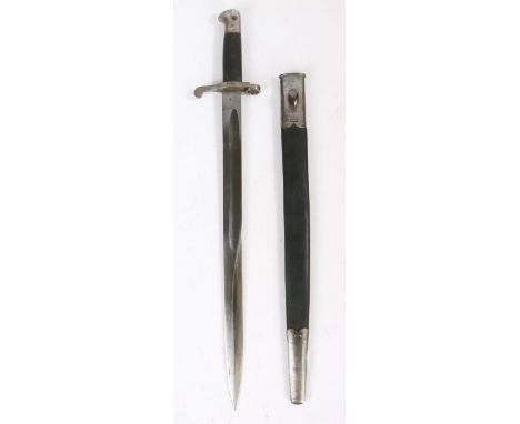 British Pattern 1887 Mk 4 Sword Bayonet, 'WD' with broad arrow and Enfield inspection marks to ricasso with crossed out 'EM' 