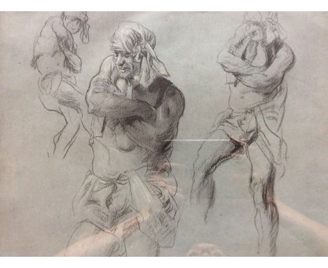 SIR FRAMK BRANGWYN R.A. Framed, unsigned, dated c.1930, lithograph with hand applied white highlights, studies of pirate, 30c