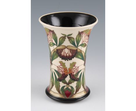 A Moorcroft Elderberry vase on cream background, signed Philip Gibson, 26/250, height 21cm, with box.