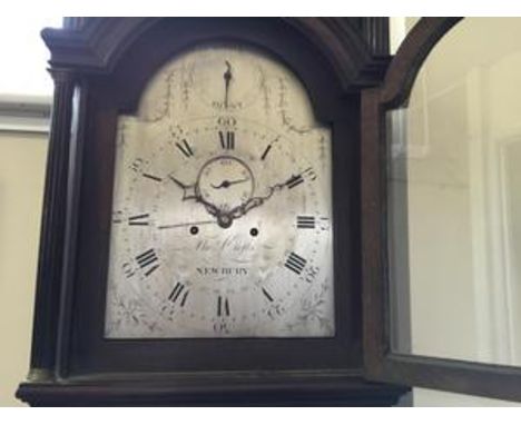 A mahogany 8 day longcase clock with silvered dial, Roman numerals and outer Arabic minutes ring - engraved face, The Crofts 