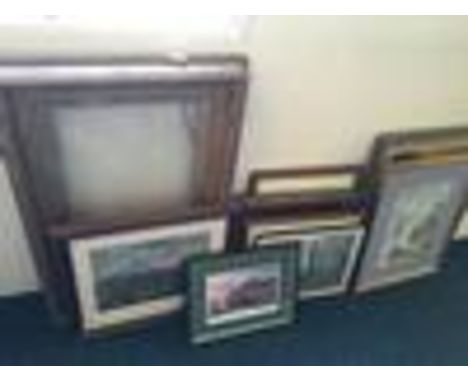 A selection of framed prints and images to include a print- 'winding down' originally painted by Paul Atchinson, and two imag