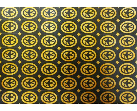 GEORGE HOLT unframed, unsigned, print on board depicting a repeated pattern of a bird, 100.5cm x 69cm, along with two ink on 
