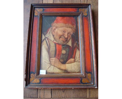 A print depicting a monk with his arms folded (frame with a couple of losses). 