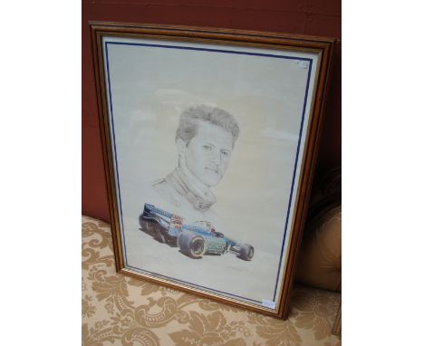 A K W Davies Limited Edition print, 533/1000. Michael Schumacher, Benetton Ford, 1994 Formula One World Champion, f/g. 39 x 5