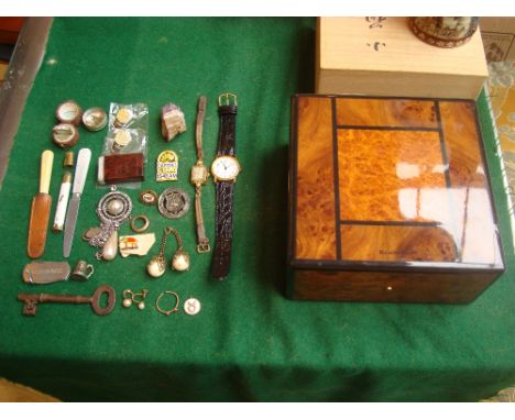 A Blancpain watch box with contents including a 9ct diamond ring etc. 