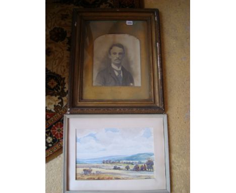 A. Harrison (British, early 20th Century). The Pilgrims Way, Westerham Hill.  Watercolour, signed together with a late Victor