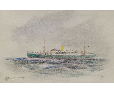 Frank Henry Mason (Staithes Group 1875-1965): 'Esperance Bay' - Steam Liner, crayon sketch signed with initials and titled 9c