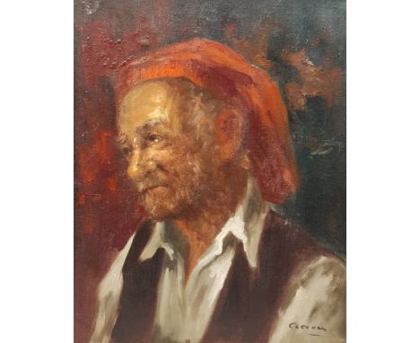 Cerrou (Italian early 20th century): Bust Portrait of a Man, oil on canvas signed 50cm x 40cmClick here to view further image