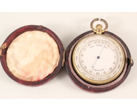 A cased 19th Century compensated pocket barometer