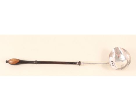 A Georgian silver toddy ladle (marks rubbed)