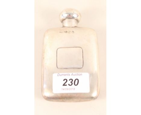 A silver hip flask, marks rubbed