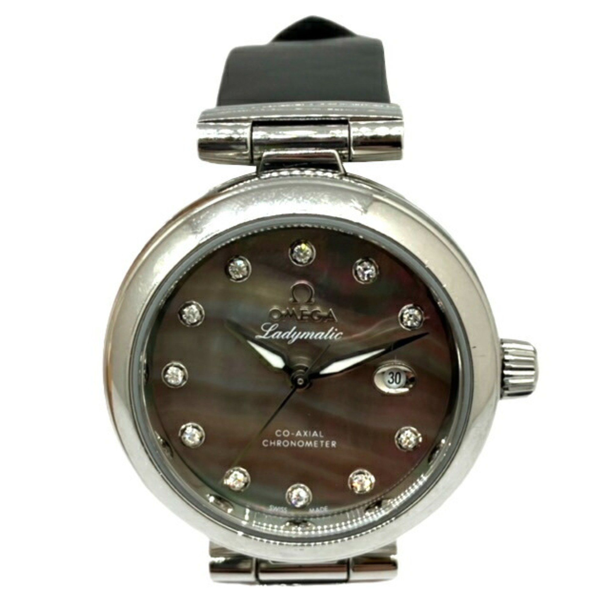 OMEGA Omega De Ville Ladymatic SS 425.32.34 Watch Automatic Shell Dial 12P Diamond See-Through Back
