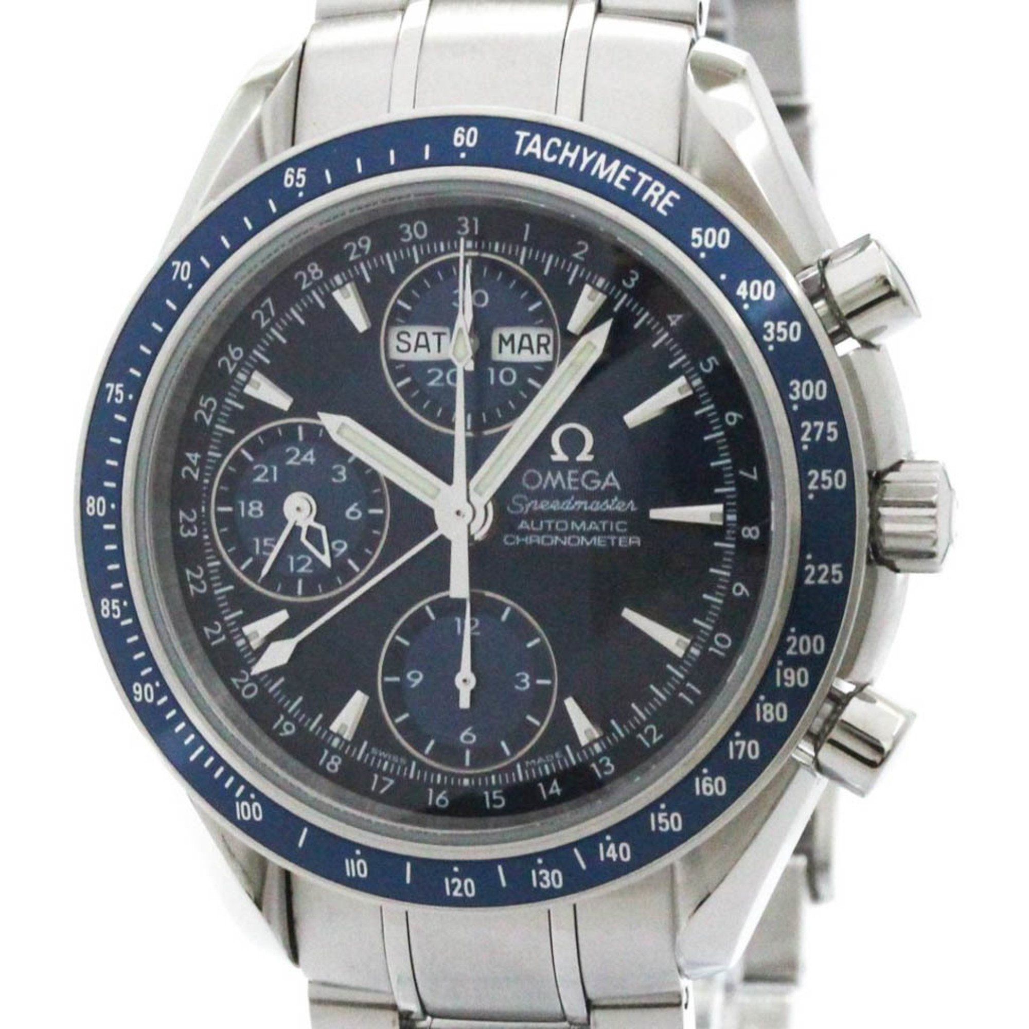Polished OMEGA Speedmaster Day Date Steel Automatic Mens Watch 3222.80