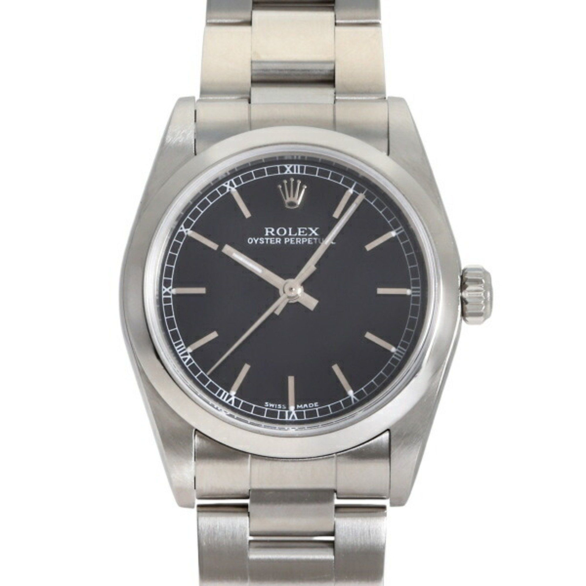 ROLEX Oyster Perpetual 77080 Black Dial Watch for Women __