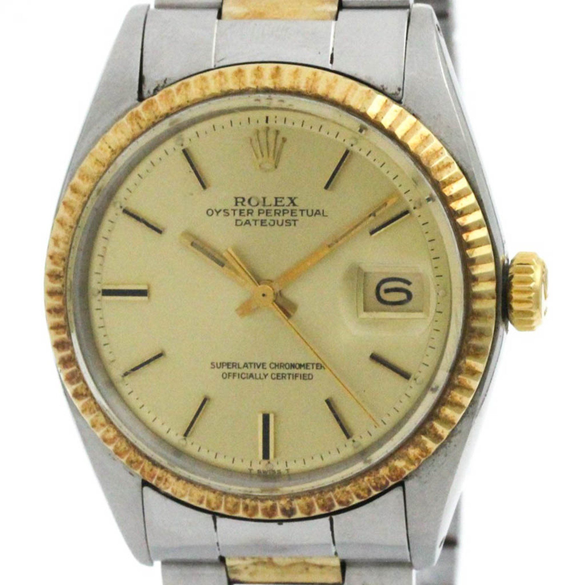 Vintage ROLEX Datejust 1601 18K Gold Steel Automatic Mens Watch