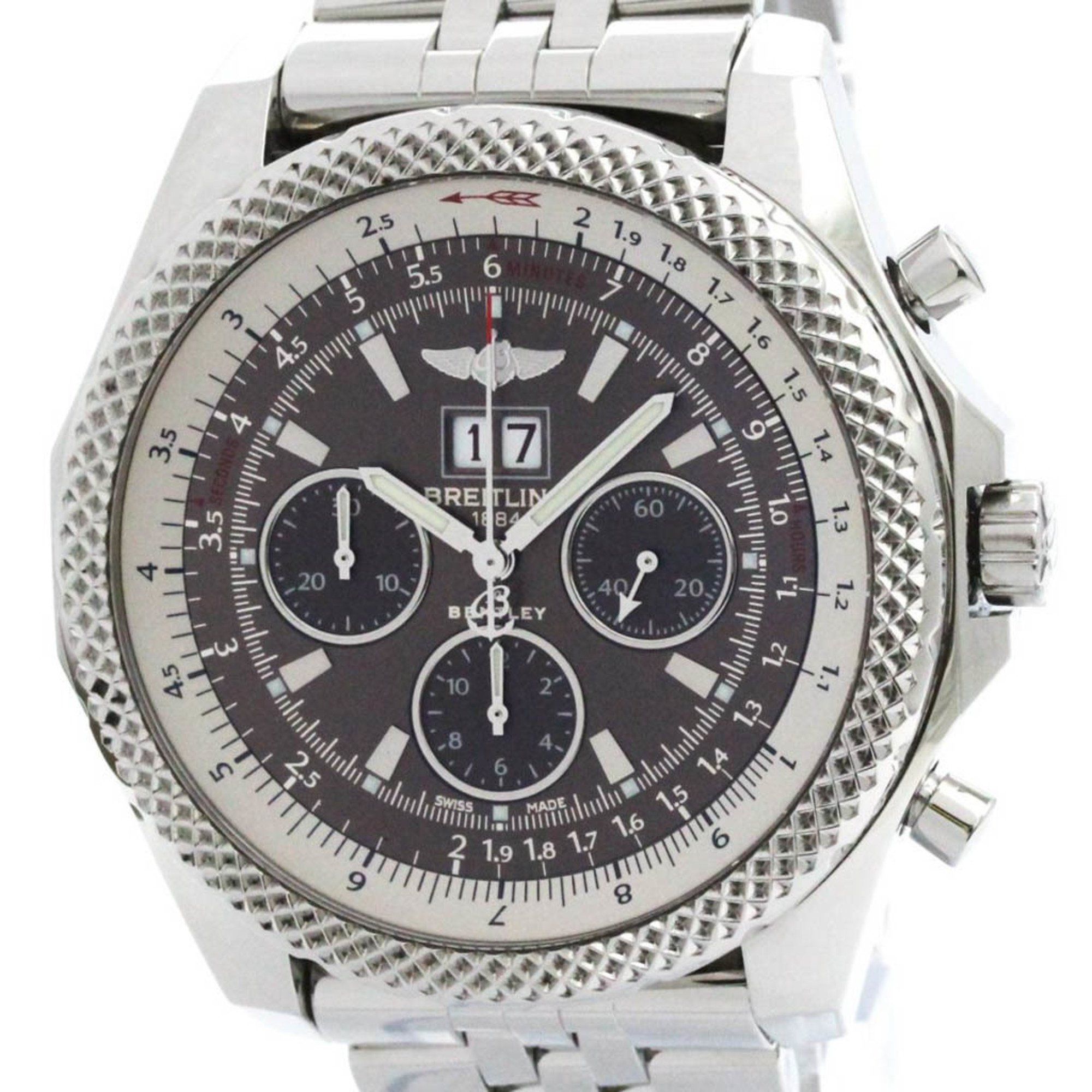 Polished BREITLING Bentley 6.75 Steel Automatic Mens Watch A44364