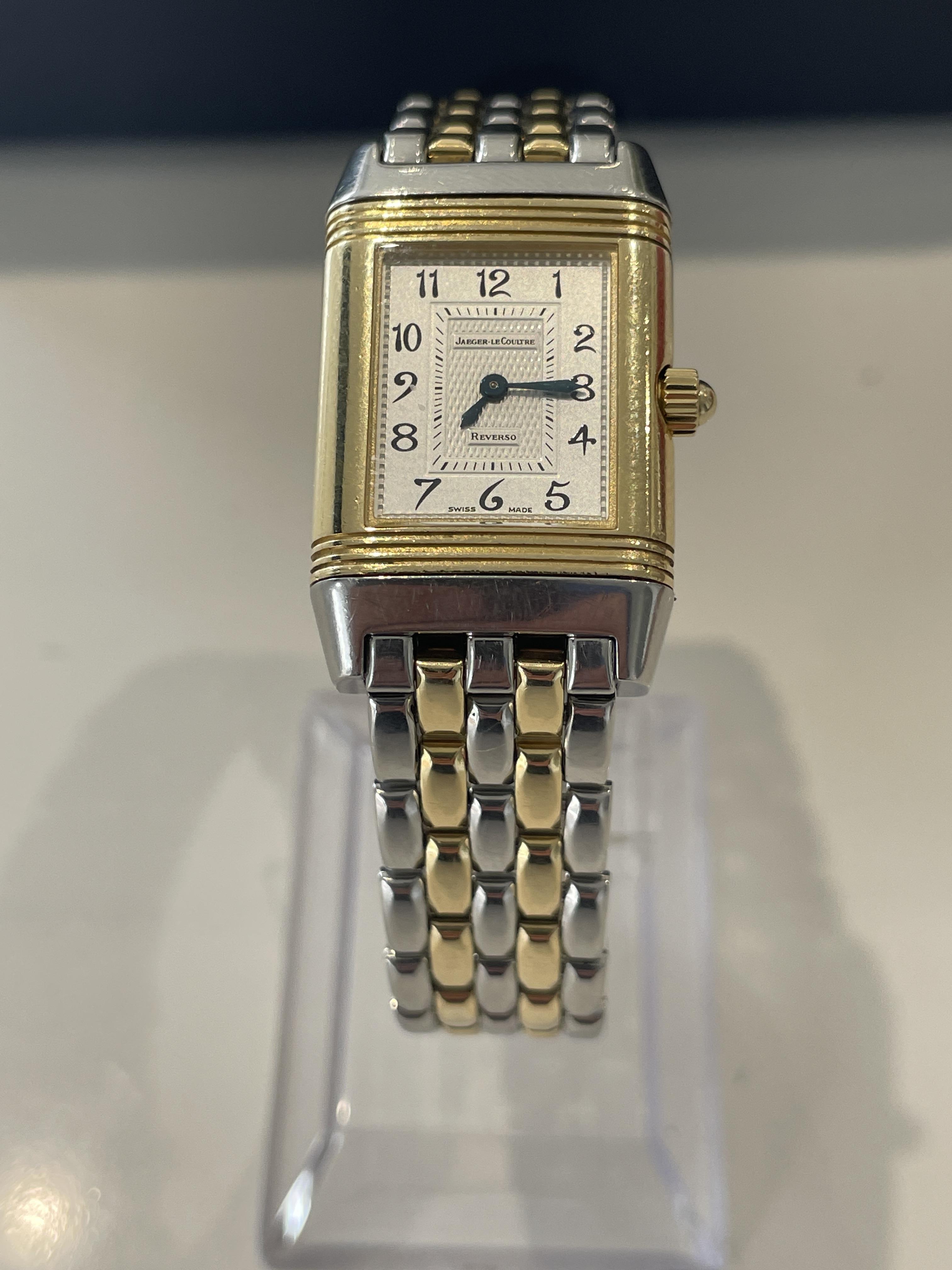 Jaeger LeCoultre Reverso Duetto - Steel & Gold bracelet with MOP diamond Dial and Traditional Dial