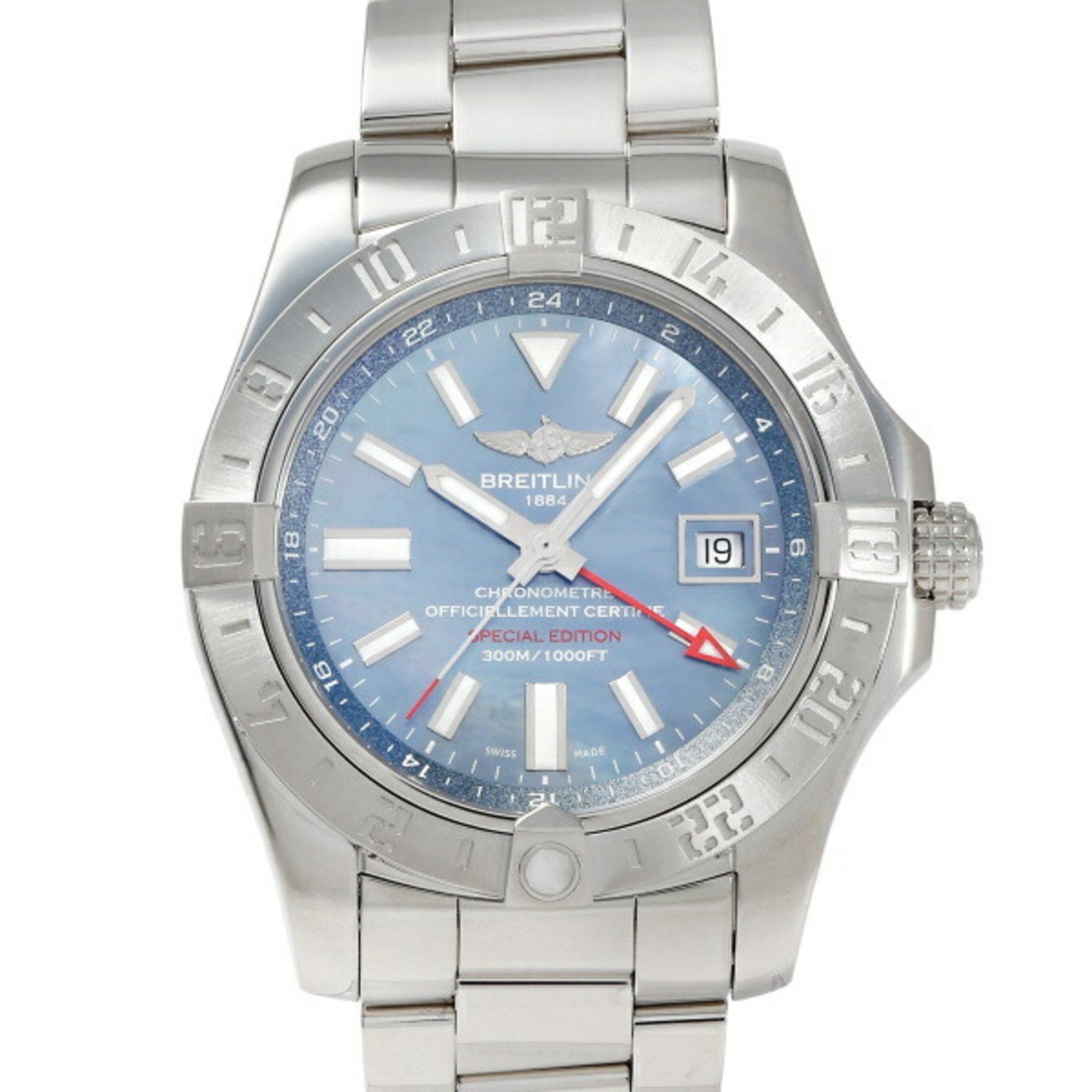 BREITLING Avenger II GMT Blue Mother of Pearl Limited Edition A3239011 C930 Dial Men's Watch __