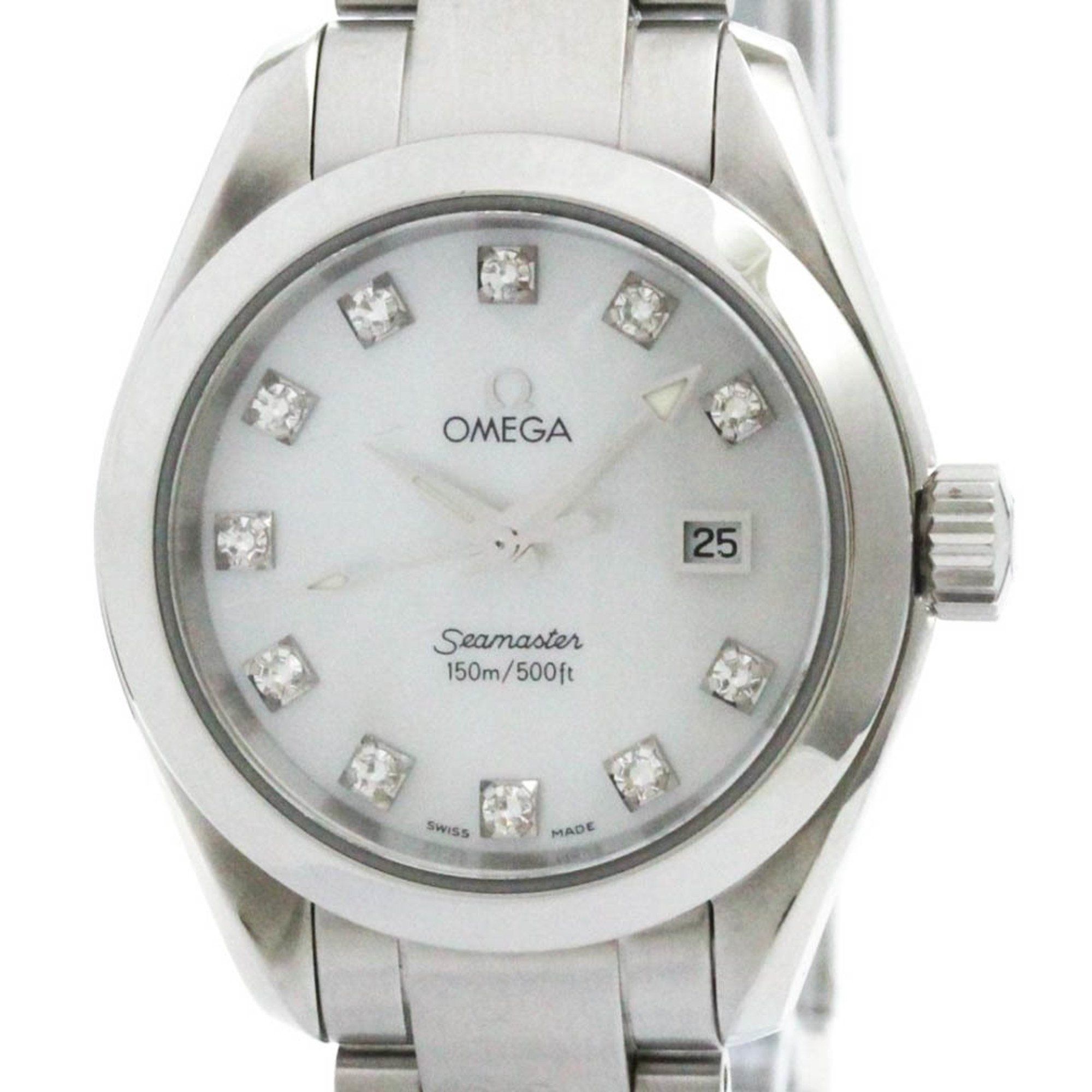 Polished OMEGA Seamaster Aqua Terra Diamond MOP Dial Watch 2577.75