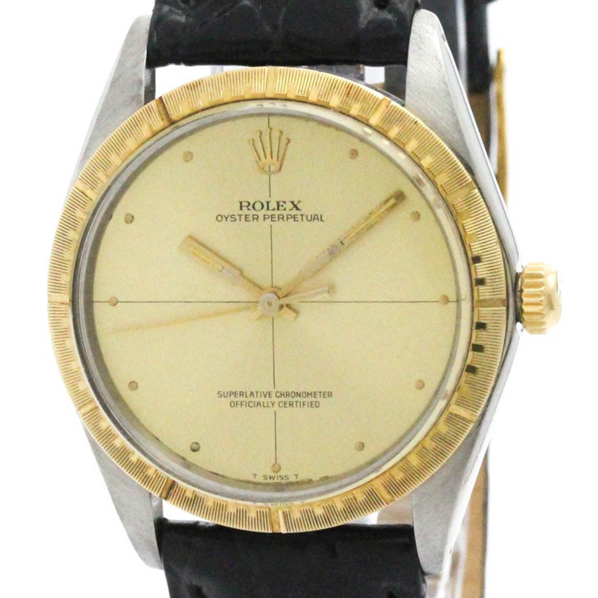 Vintage ROLEX Oyster Perpetual Zephyr 1038 18K Gold Steel Automatic Mens Watch