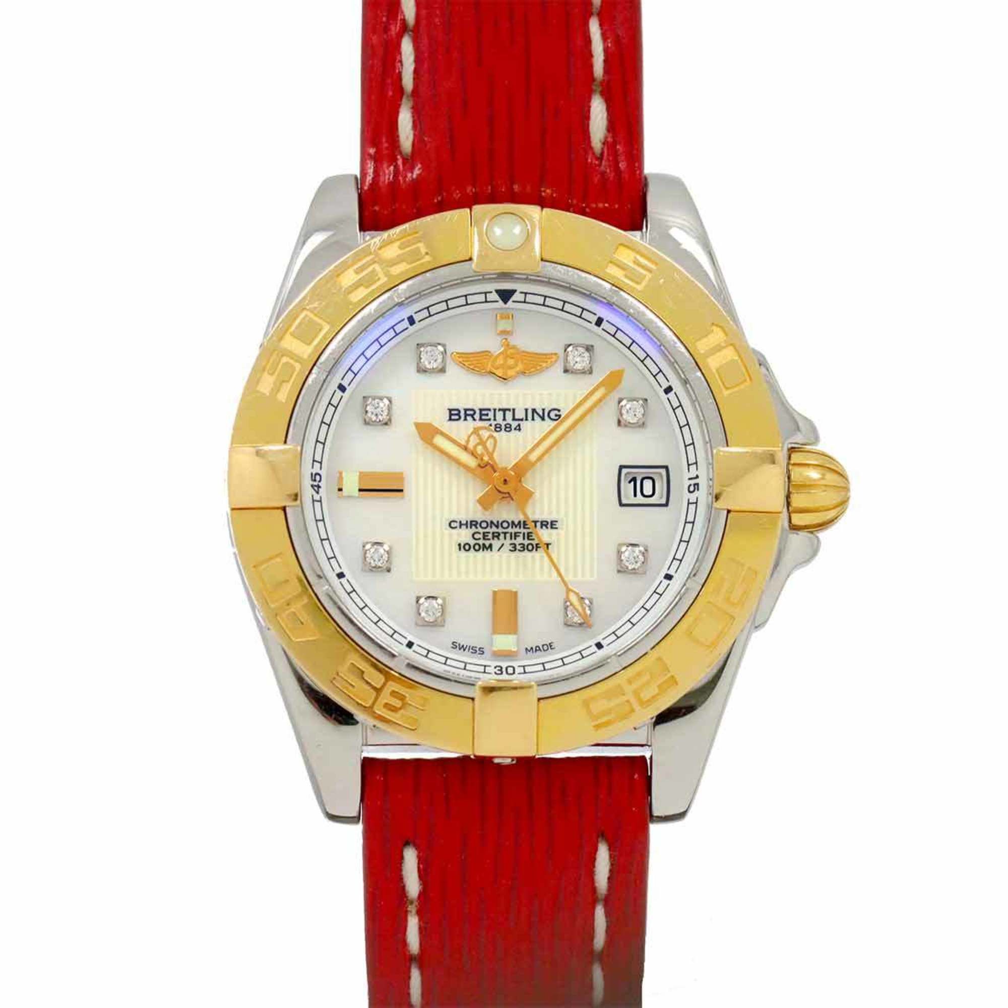 BREITLING Galactic 32 Two-tone C71356 Ladies Watch Date Ivory PG Quartz