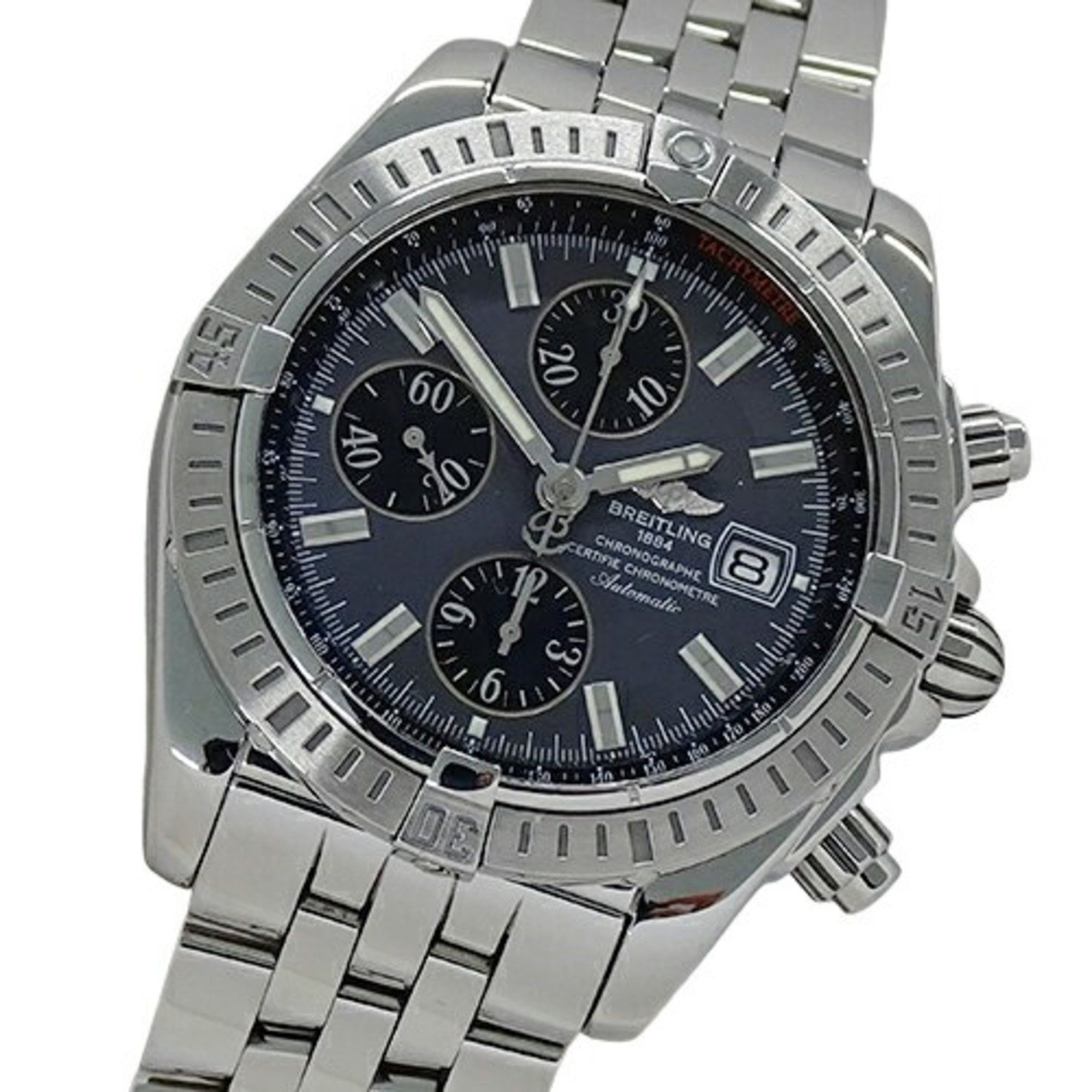 BREITLING Chronomat Evolution A13356 Men's Watch Date Automatic AT Stainless Steel SS Silver Grey Po