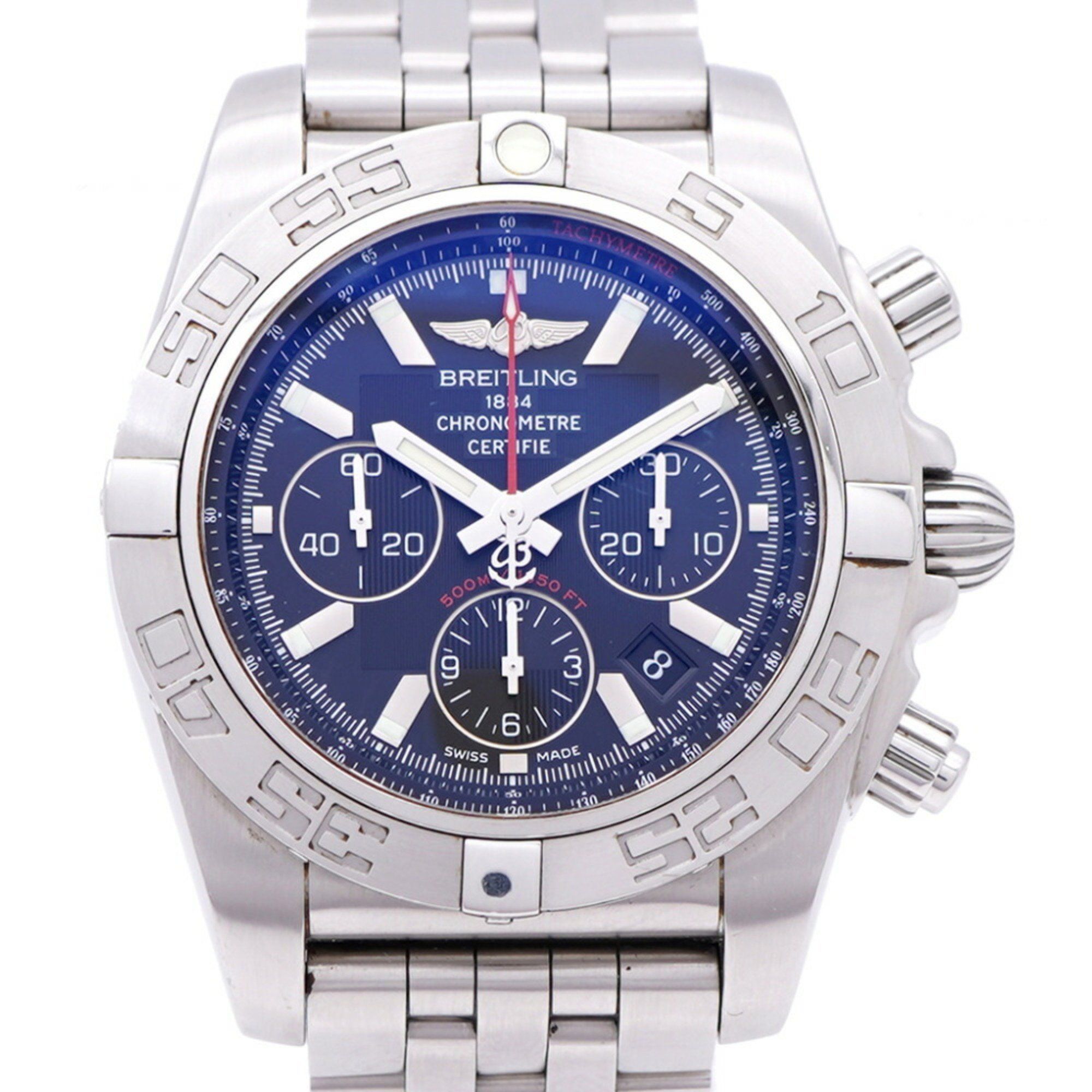 Breitling Chronomat 44 A010B08PS Automatic Watch Stainless Steel Black Dial 1105BREITLING Men's