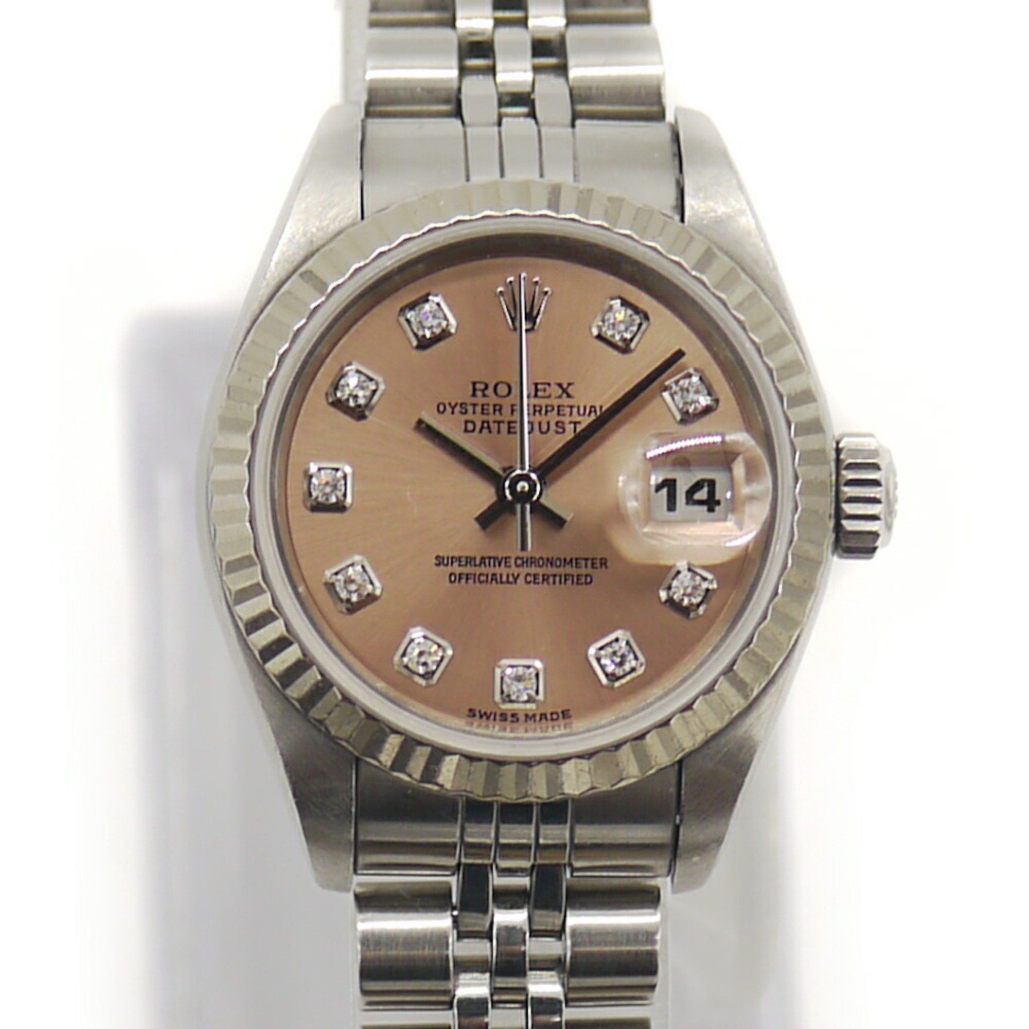 ROLEX Rolex Datejust 79174G F-series Automatic Watch 10P Diamond Pink Dial Ladies
