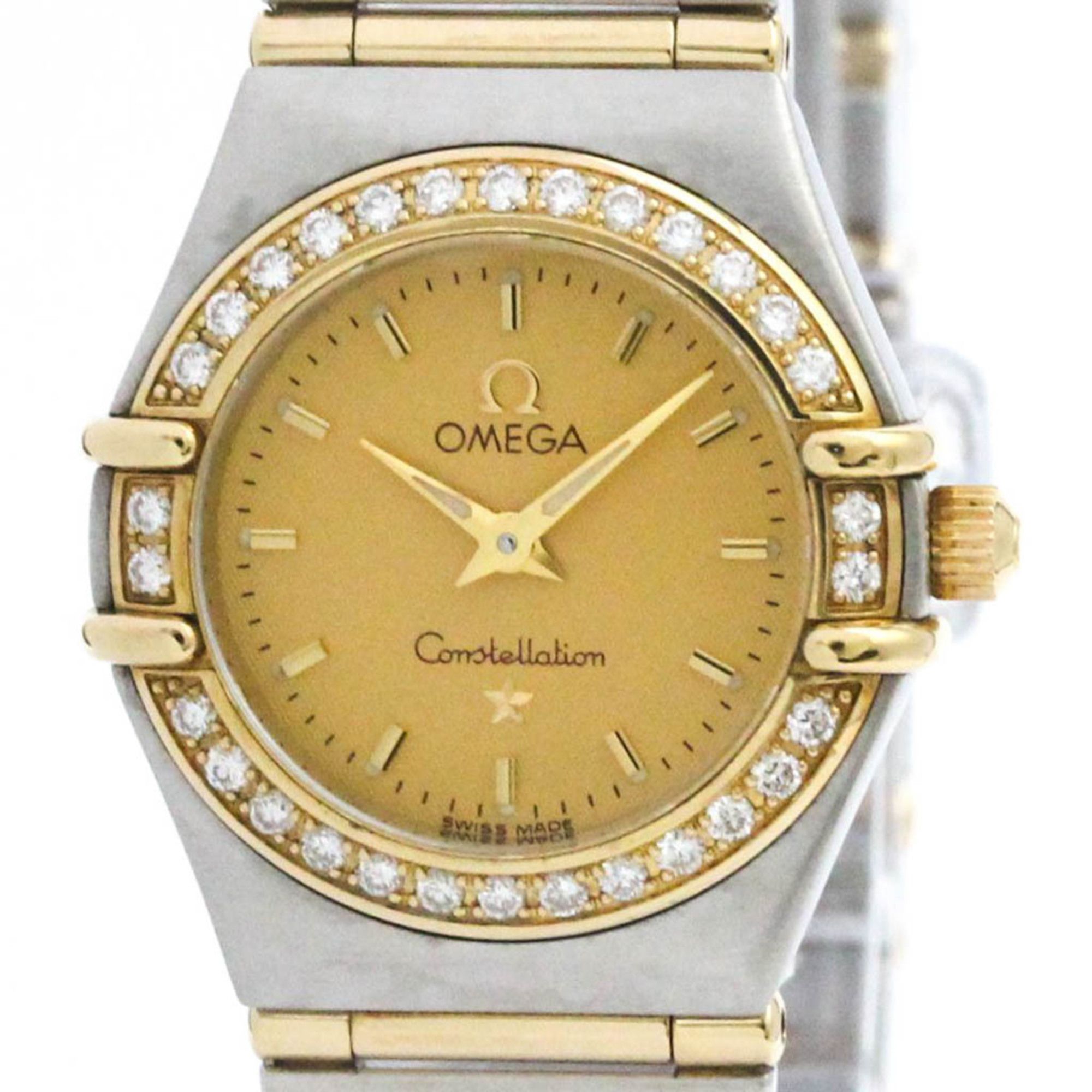 Polished OMEGA Constellation Diamond 18K Gold Steel Watch 1367.10