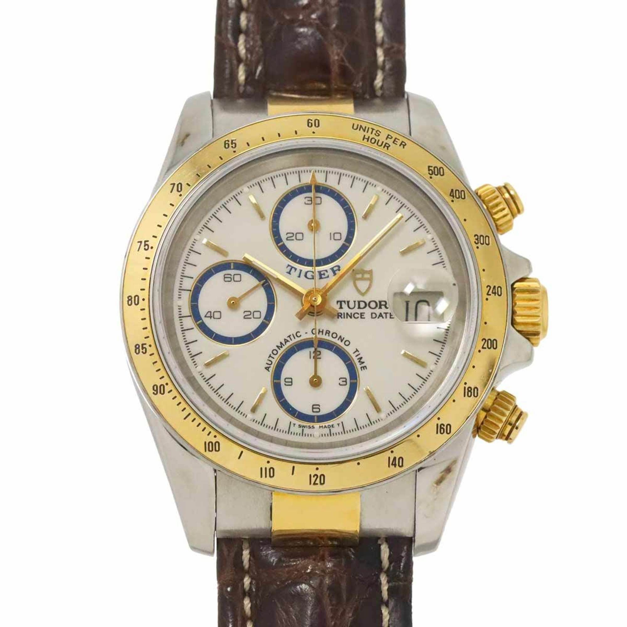 Tudor Chrono Time Tiger Prince Date Combi 79263P Men's Watch Ivory K18YG Automatic time