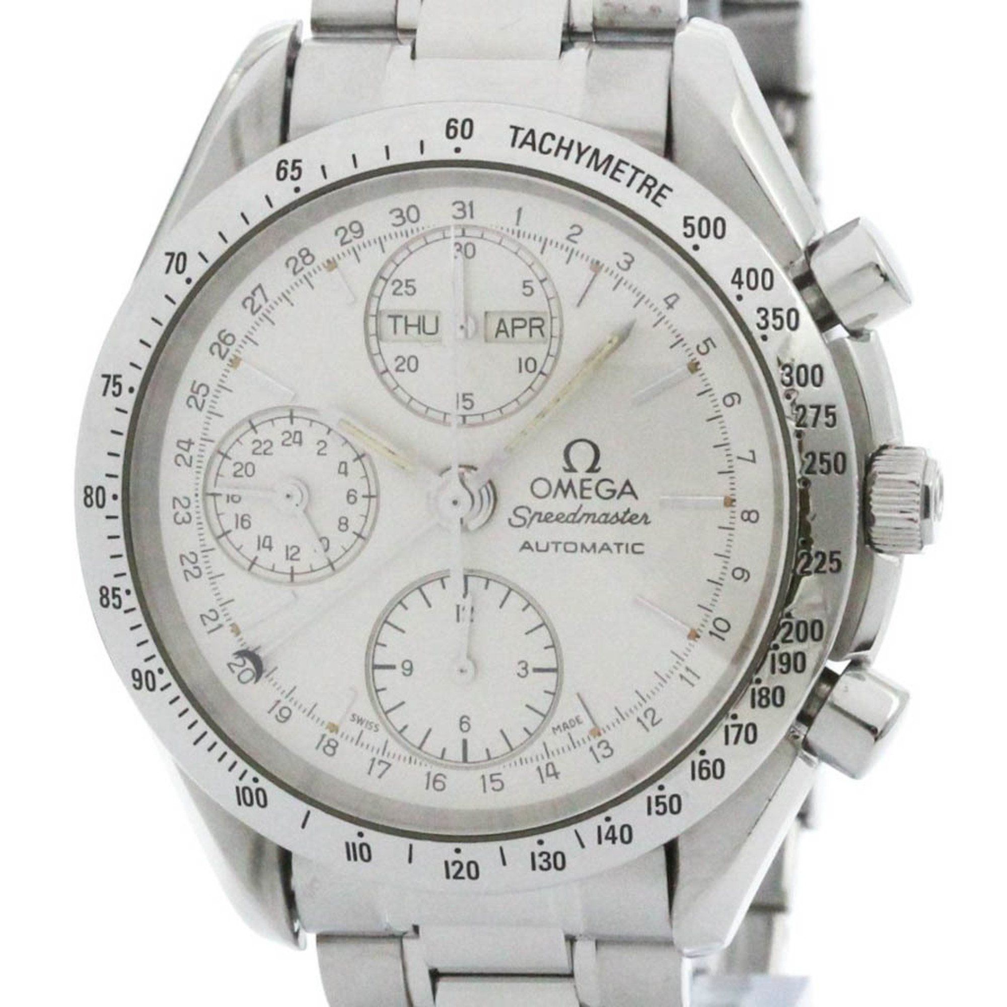 Polished OMEGA Speedmaster Triple Date Steel Automatic Watch 3521.30