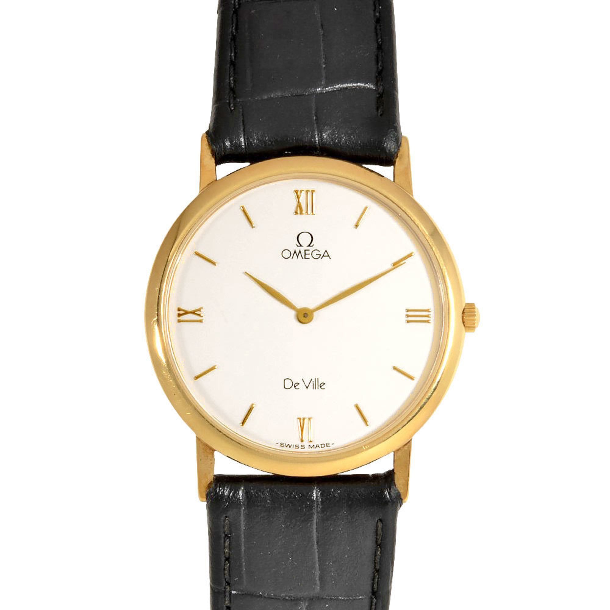 OMEGA 195.2378 Devil 33mm Watch Quartz White Dial K18YG Yellow Gold Solid Ladies