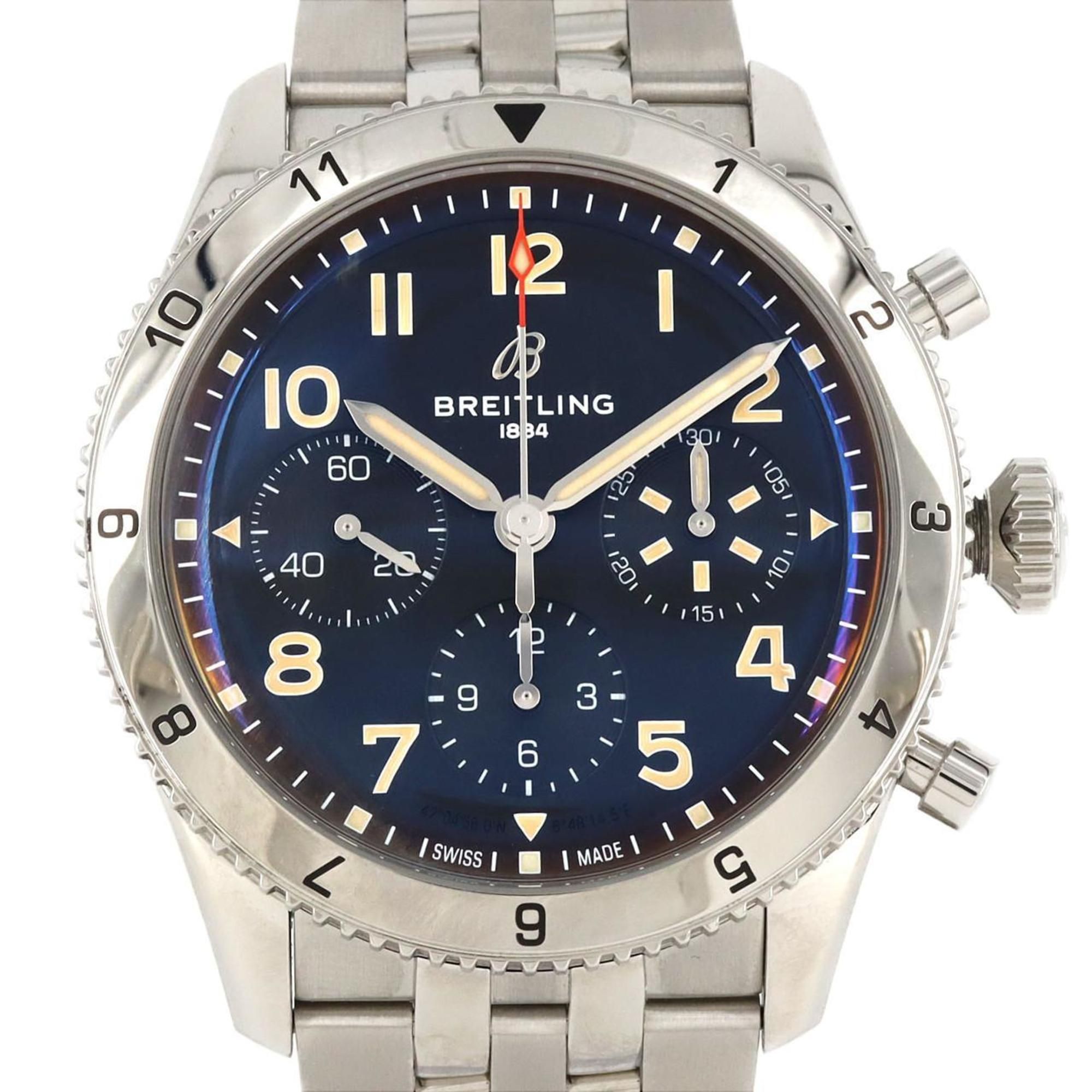 Breitling Classic Avi Chronograph 42 P-51 Mustang A23380 A233803A1B1A1 SS Wristwatch Automatic