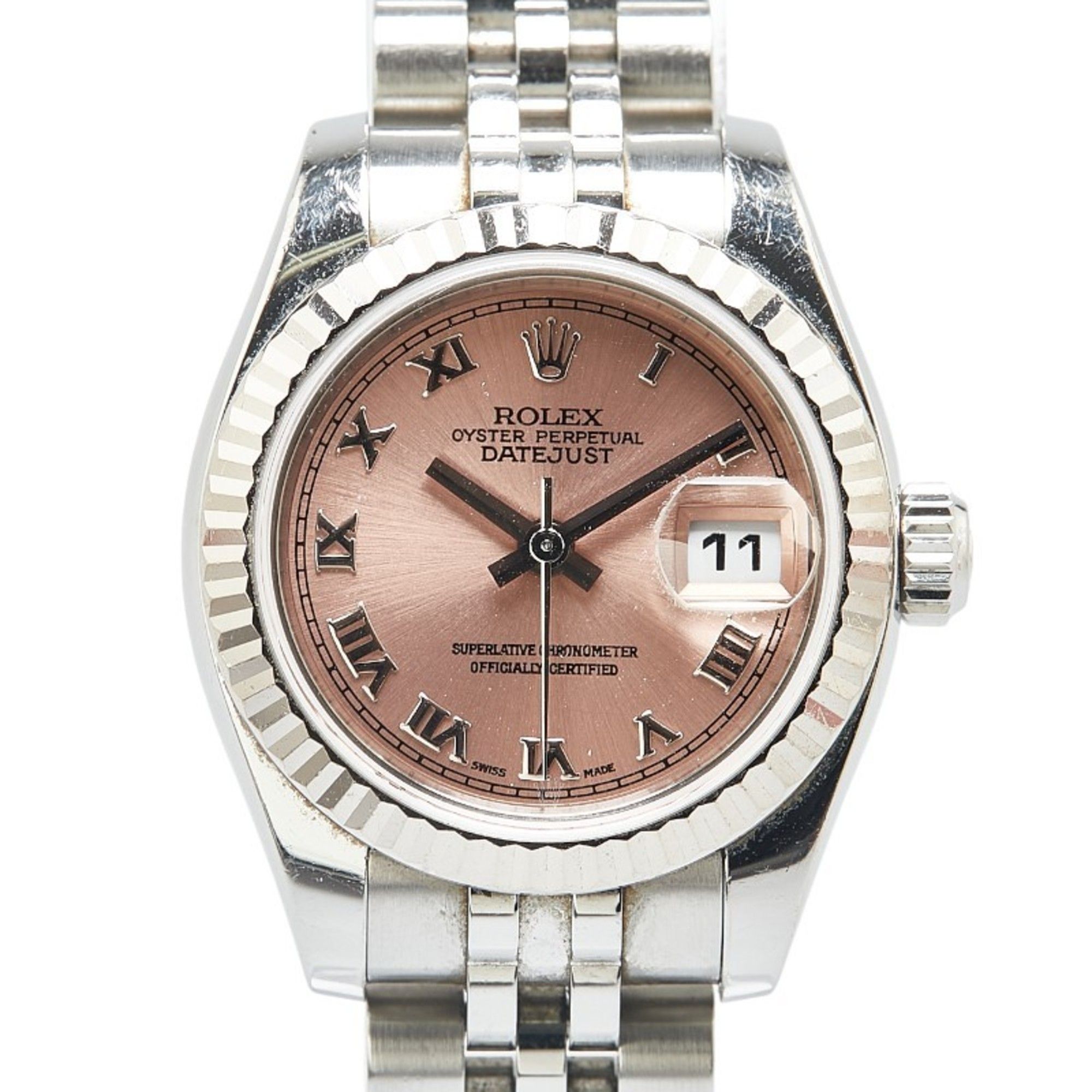 Rolex Datejust Watch 179174 Automatic Pink Dial Stainless Steel K18WG White Gold Ladies ROLEX