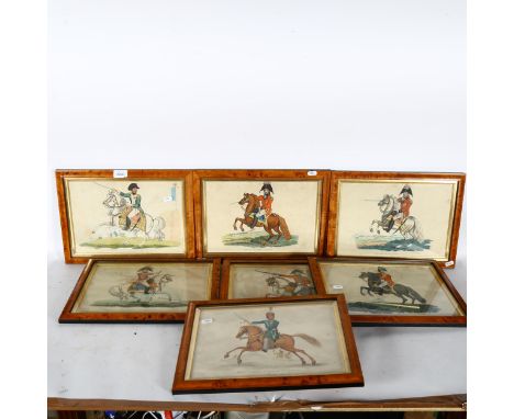 A series of 20 hand coloured prints, portraits of military subjects, all maple-framed, 28cm x 38cm overall 