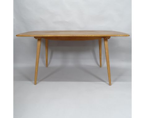 A mid-century Ercol Windsor elm plank-top dining table, circa 1960s, 152cm x 72cm x 76cm 