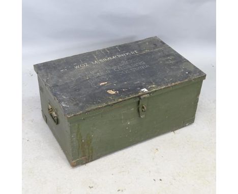A mid-20th century stained pine military chest, named to M. Simmonds, Royal Engineers. 68cm x 30cm x 40cm 