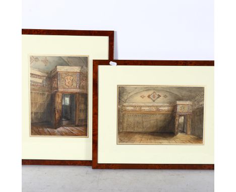 M N Masterman, pair of Victorian watercolours, Tudor interiors, 40cm x 50cm, both framed 