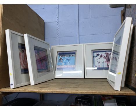 Shelf of pictures, various subjects