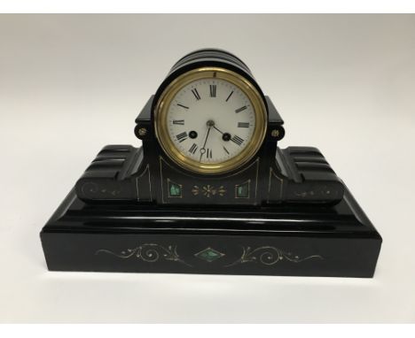 A Victorian slate 8 day mantel clock