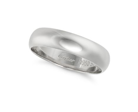 NO RESERVE - CARTIER, A WEDDING BAND RING in platinum, signed Cartier and numbered, stamped Pt950, size P1/2 / 7.75, 6.2g. Ac